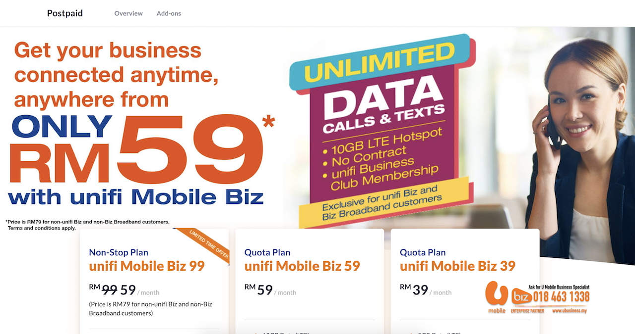 unifi business postpaid plan