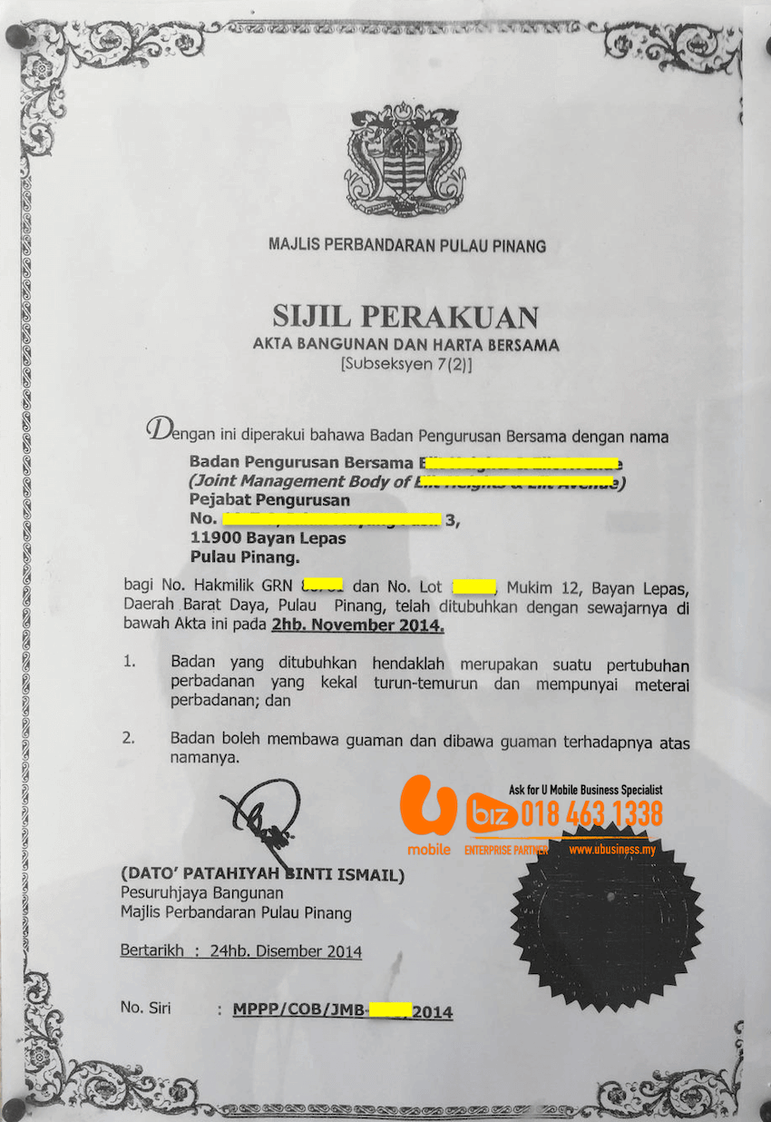 Surat Perakuan Pendaftaran