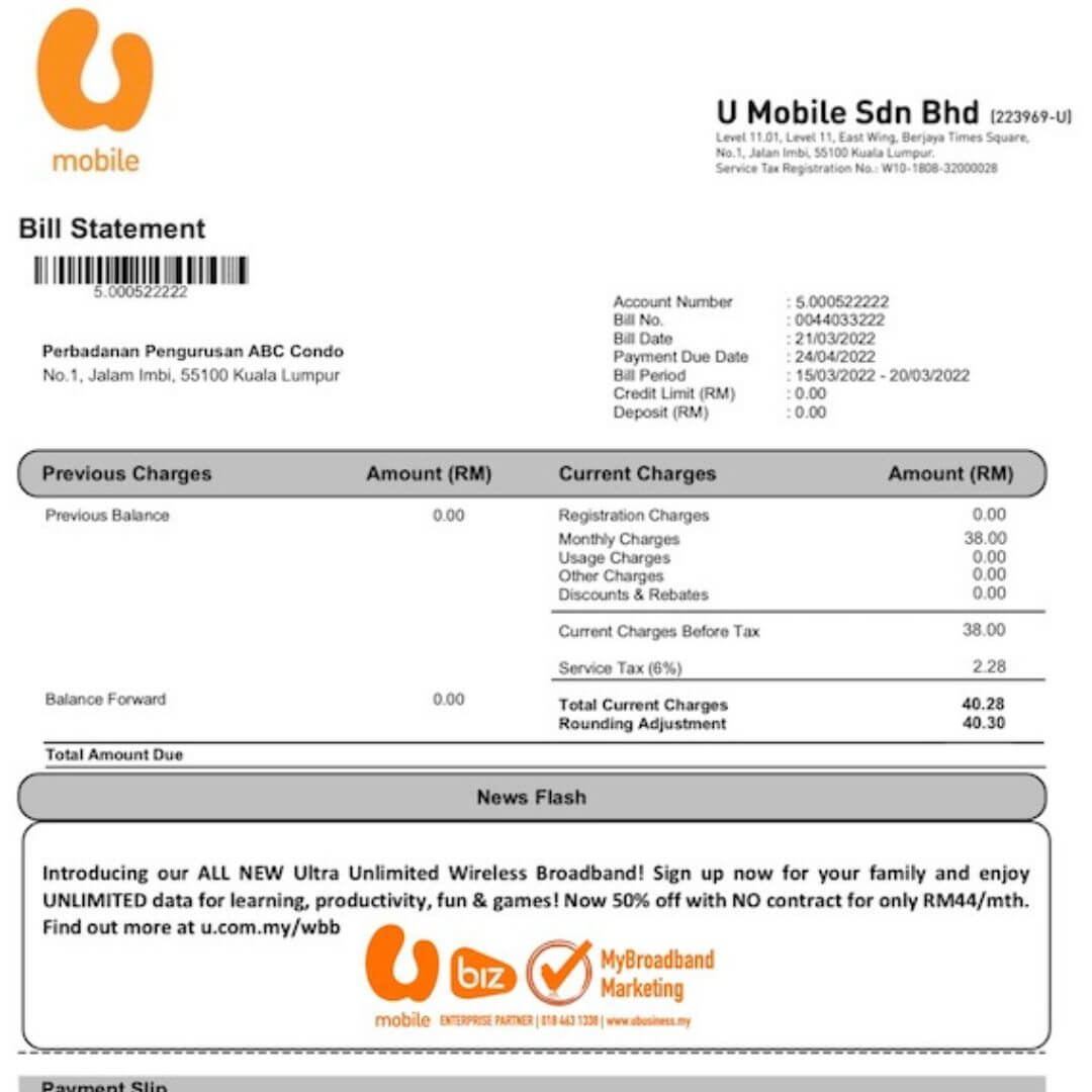 u mobile business bill