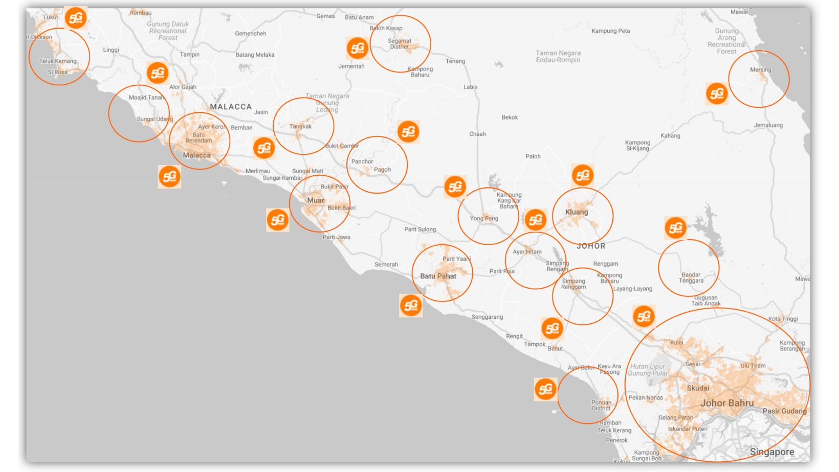 5G Coverage Available Area Southern